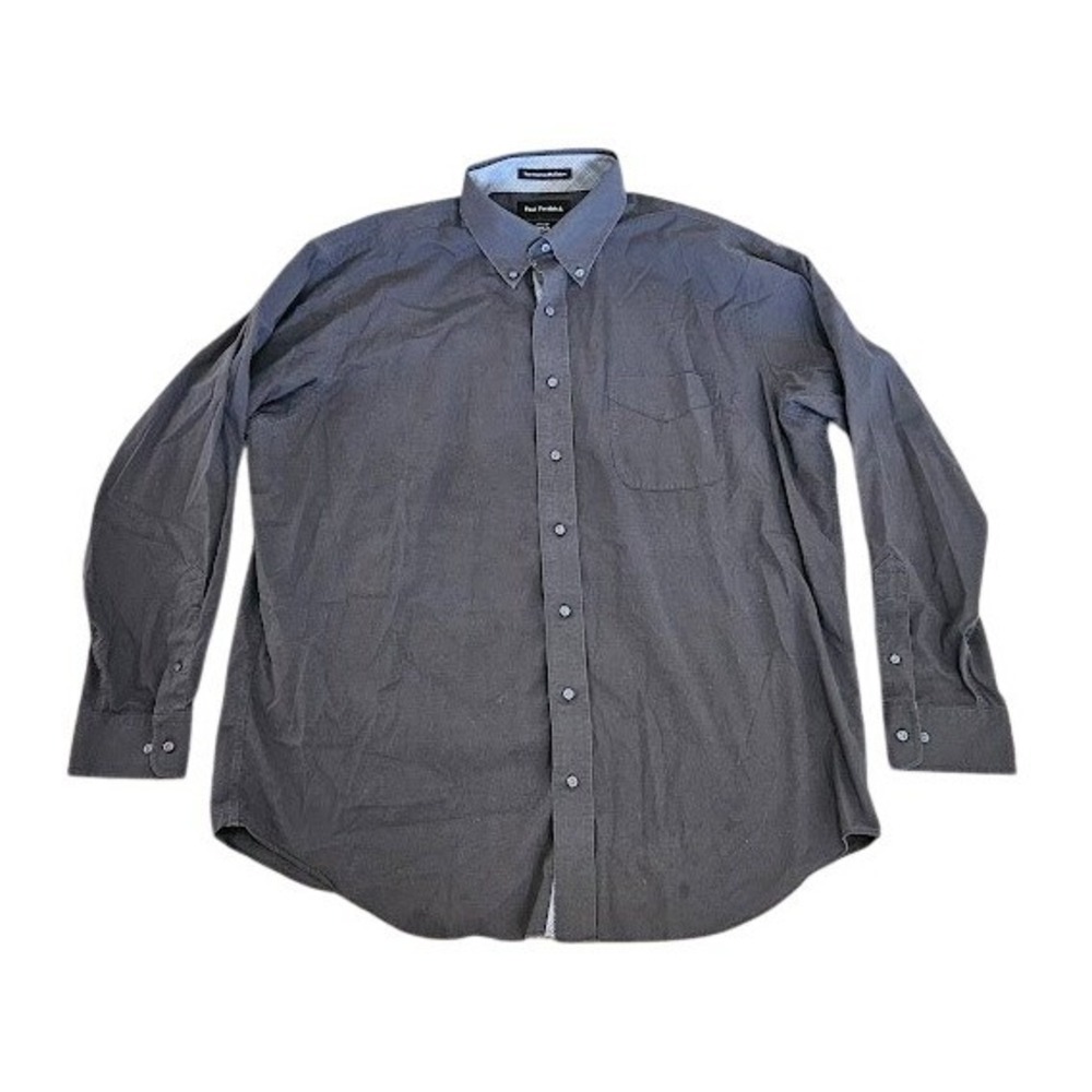 Paul Fredrick Men 17.5 x 35 Classic Fit Non-Iron Two Ply Cotton Dress Shirt Gray